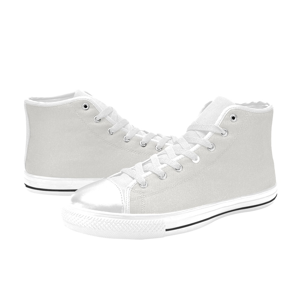 White Alyssum Men’s Classic High Top Canvas Shoes (Model 017)