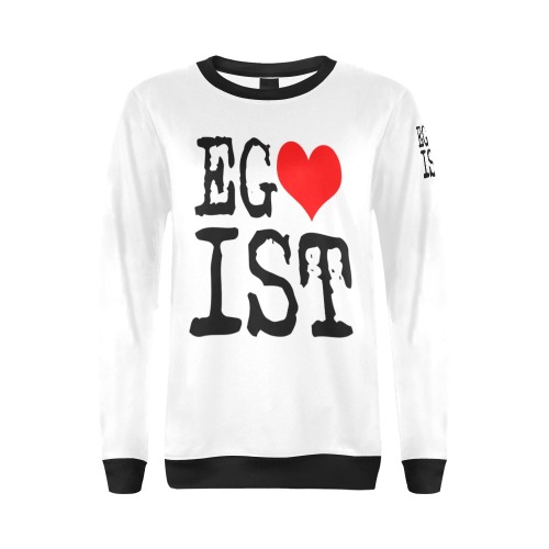 Egoist Red Heart Black Funny Cool Laugh Chic All Over Print Crewneck Sweatshirt for Women (Model H18)