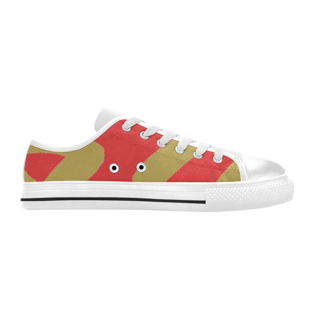 Tribal Gold and Red Women's Classic Canvas Shoes (Model 018)