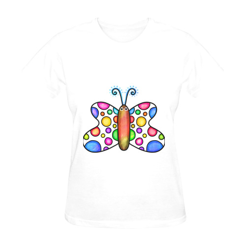 Spotty Watercolor Butterfly Doodle Cartoon Sunny Women's T-shirt (Model T05)