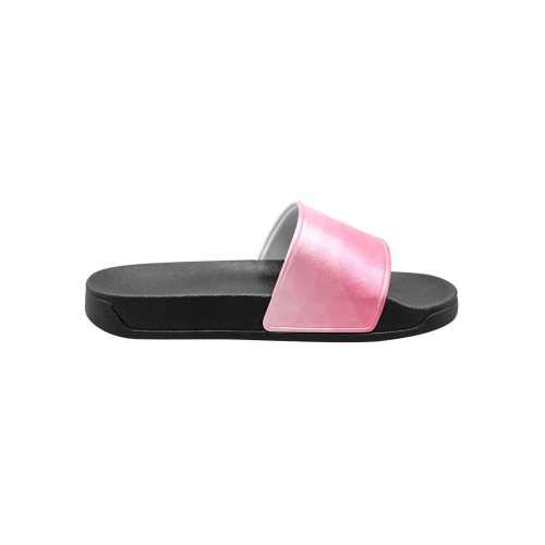 Magenta pink ombre gradient geometric mesh pattern Kids' Slide Sandals (Model 057)