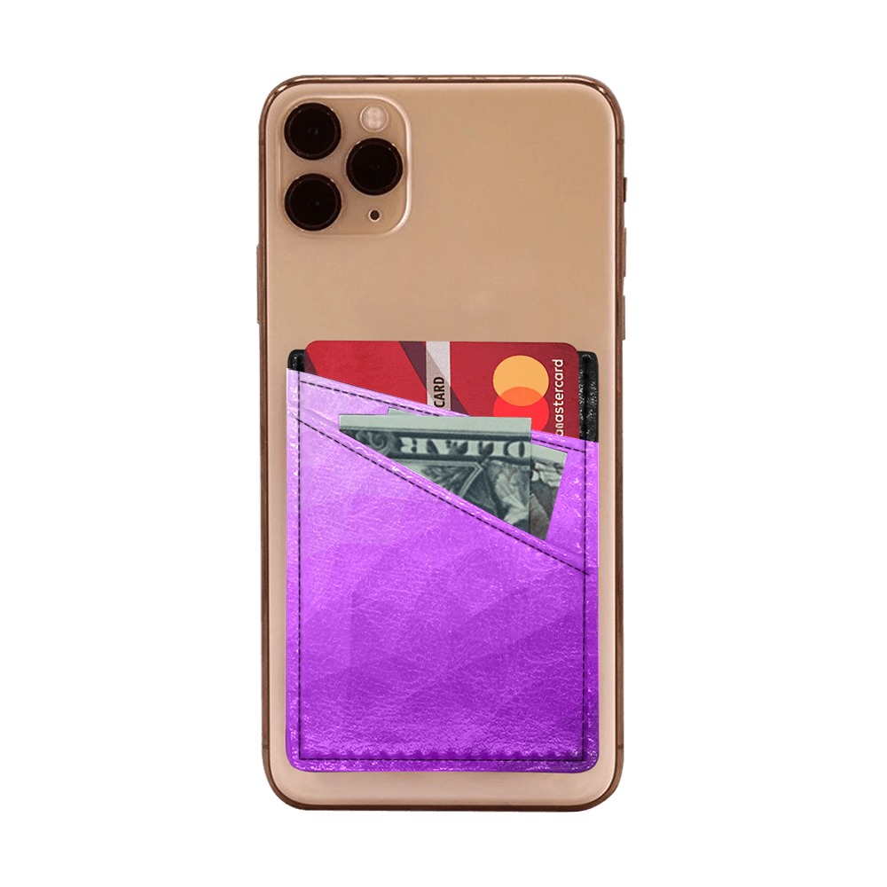 Purple gradient geometric mesh pattern Cell Phone Card Holder