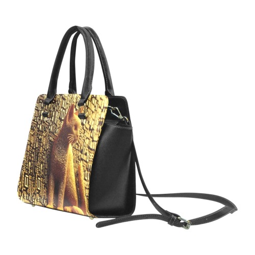 3D cat Rivet Shoulder Handbag (Model 1645)