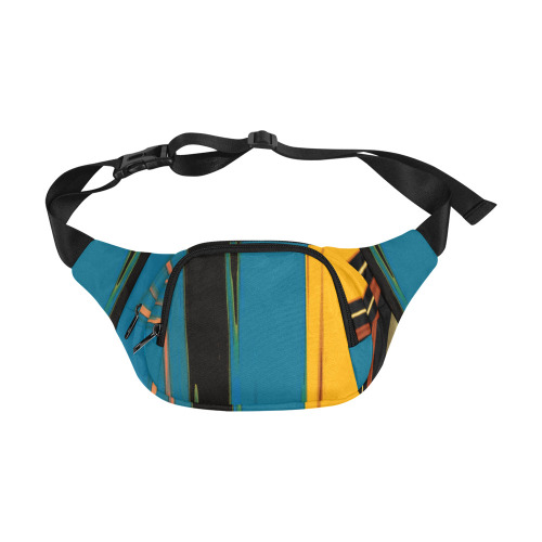 Black Turquoise And Orange Go! Abstract Art Fanny Pack/Small (Model 1677)