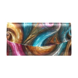 Abstract pattern of colorful swirls Women's Flap Wallet (Model 1707)