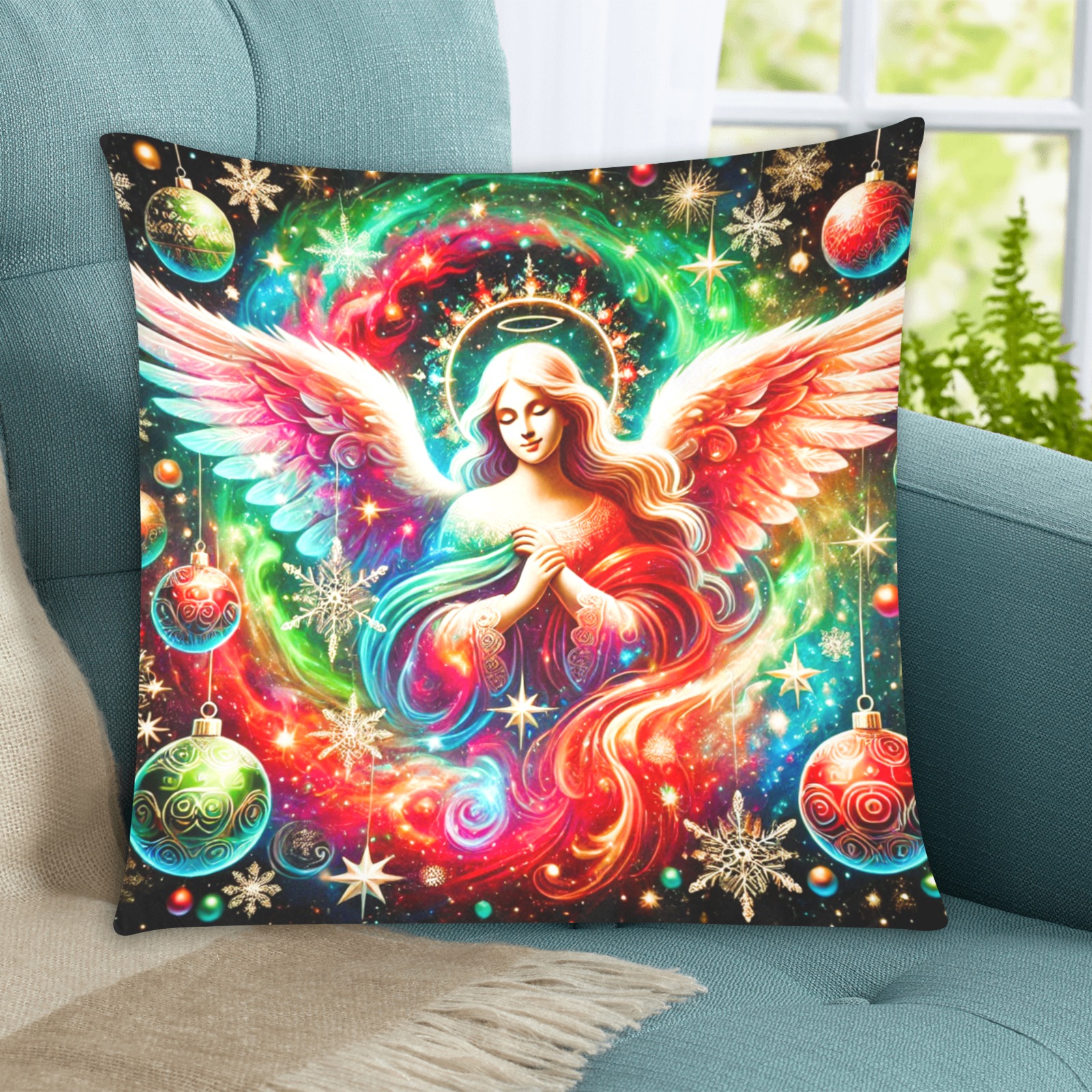 Christmas angel 20x20 Custom Zippered Pillow Cases 20"x20" (Two Sides)