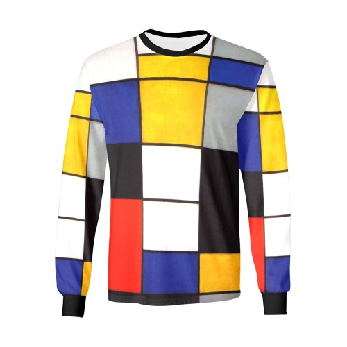 Composition A by Piet Mondrian Kids' All Over Print Long Sleeve T-shirt (Model T51)