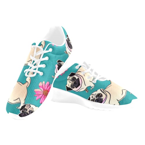 Pugs and Flowers 2 Women's Athletic Shoes (Model 0200)