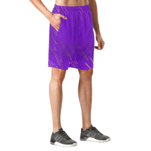 Marbled Purple Men's All Over Print Elastic Beach Shorts (Model L20)
