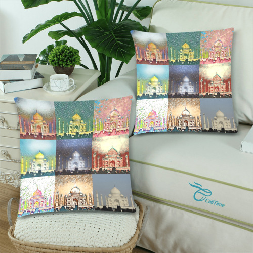 Taj Mahal, Agra, India Collage Custom Zippered Pillow Cases 18"x 18" (Twin Sides) (Set of 2)