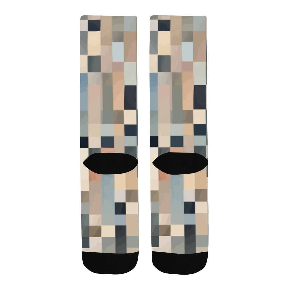 Checkered pattern of rectangular and square shapes Men's Custom Socks