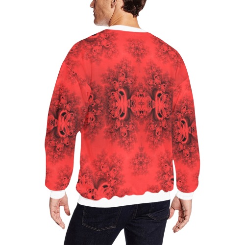 Autumn Reds in the Garden Frost Fractal All Over Print Crewneck Sweatshirt for Men (Model H18)