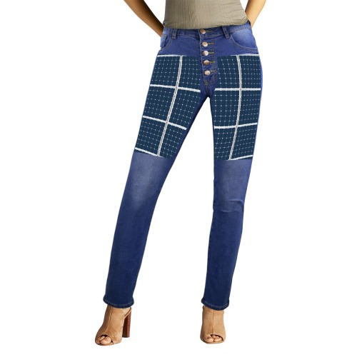 Solar Technology Power Panel Image Photovoltaic Women's Jeans (Front&Back Printing)