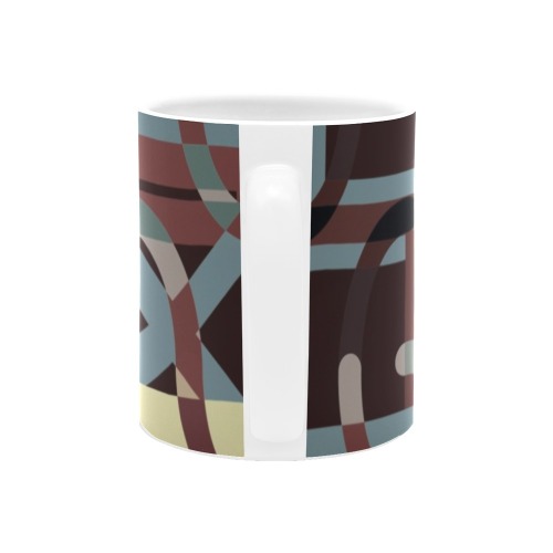 Brown Gray Abstract White Mug(11OZ)