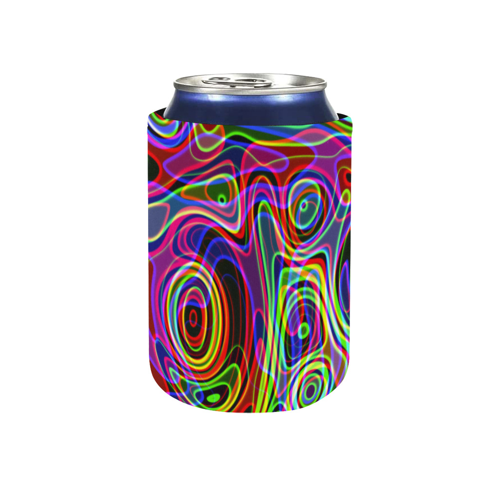 Abstract Retro Neon Pattern Background Design Neoprene Can Cooler 4" x 2.7" dia.