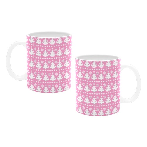 Little Christmas Trees Pink White Mug(11OZ)