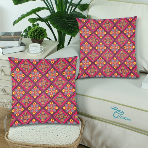 Elegant Decorative Abstract Custom Zippered Pillow Cases 18"x 18" (Twin Sides) (Set of 2)
