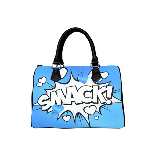FD's Pop Art Collection- Smack with Little Blue Hearts 53086 Boston Handbag (Model 1621)
