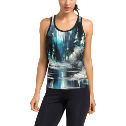 Painted City Winter Scene 1006 Women's Racerback Tank Top (Model T60)