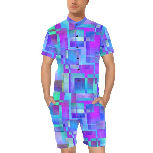 cubes Men's Short Sleeve Jumpsuit