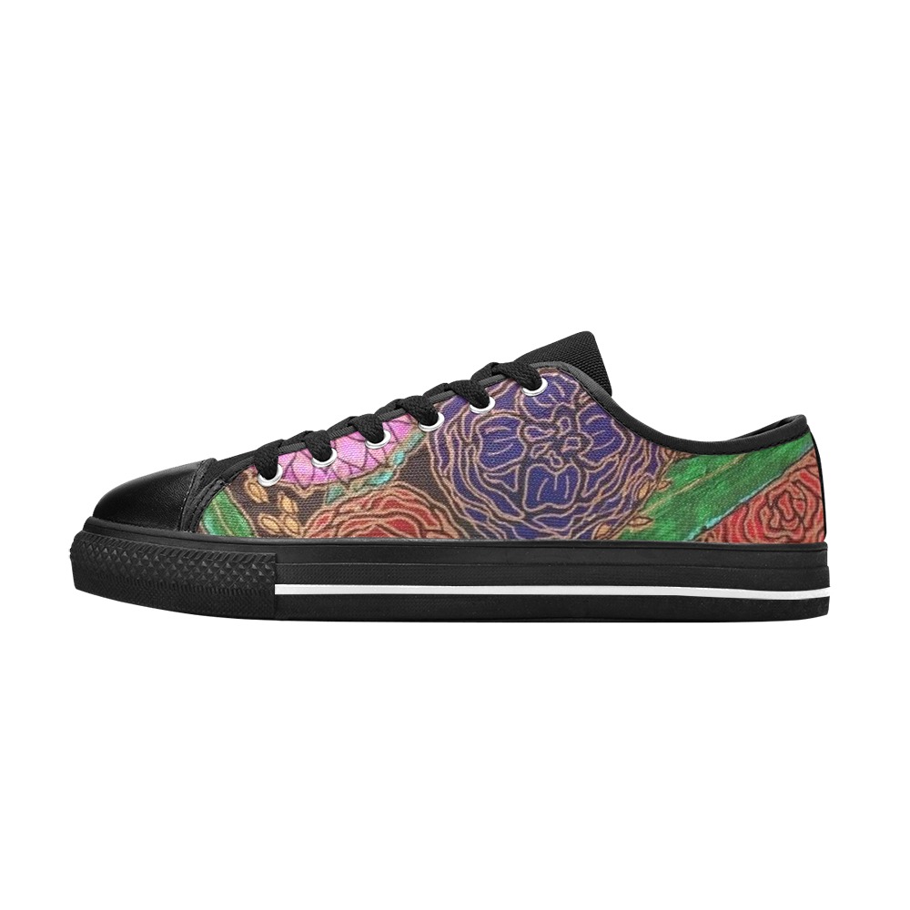 Floral and Bamboo leaves Women's Classic Canvas Shoes (Model 018)