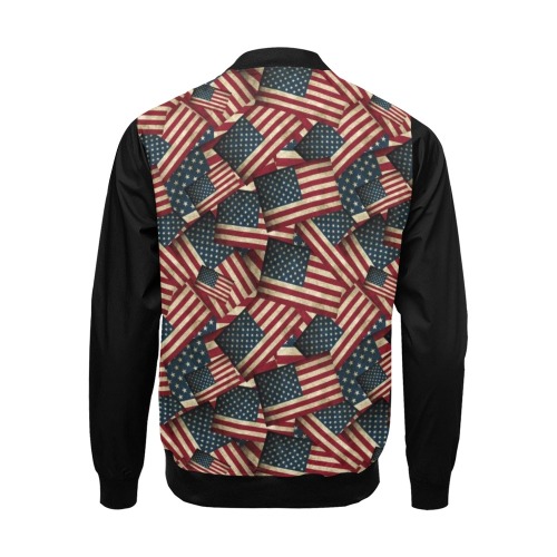 Patriotic USA American Flag Art Vest Style All Over Print Bomber Jacket for Men (Model H19)