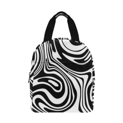 Black and White Marble Zipper Lunch Bag (Model 1720)