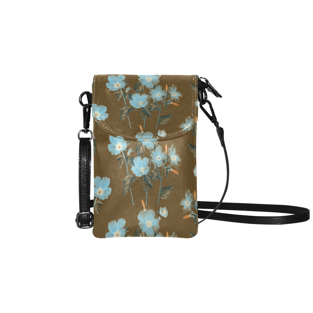 Rustic Blue Floral Bouquet Small Cell Phone Purse (Model 1711)