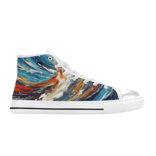Fantasy colorful waves abstract art. Men’s Classic High Top Canvas Shoes (Model 017)