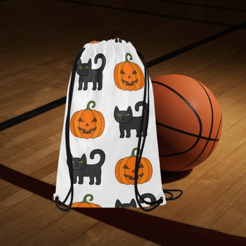 Cats and Pumpkins Small Drawstring Bag Model 1604 (Twin Sides) 11"(W) * 17.7"(H)
