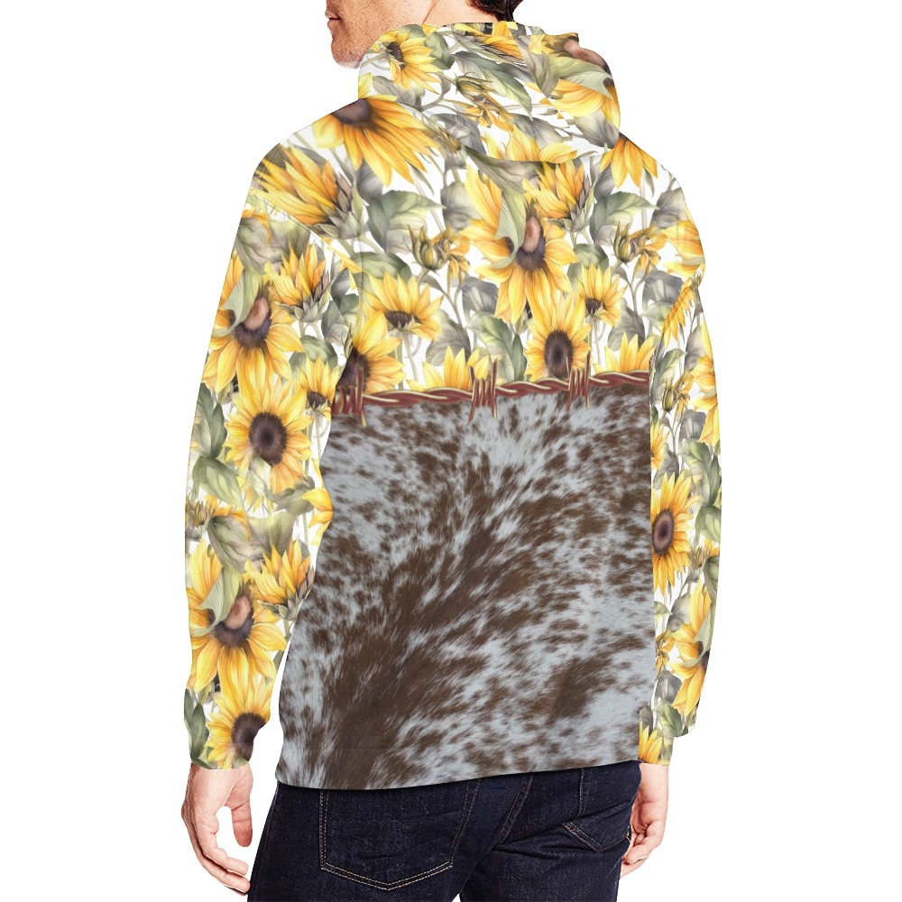 AOP ADULT SunflowerHide1 All Over Print Hoodie for Men (USA Size) (Model H13)