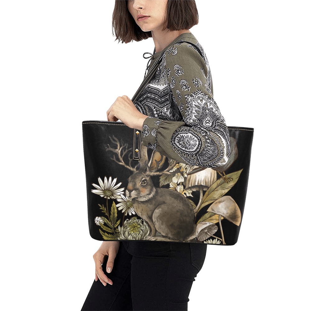 Cottage Witch Shoulder Bag Chic Leather Tote Bag (Model 1709)
