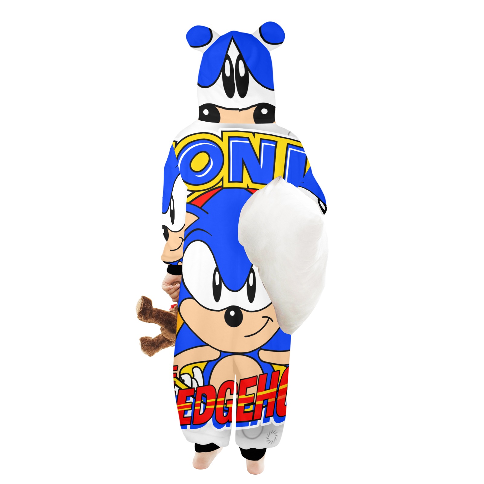 Sonic one pace One-Piece Zip up Hooded Pajamas for Little Kids