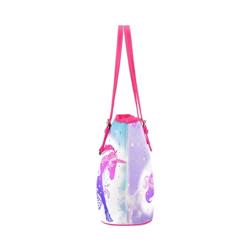 Magical pascal colored unicorn purse Leather Tote Bag/Large (Model 1651)