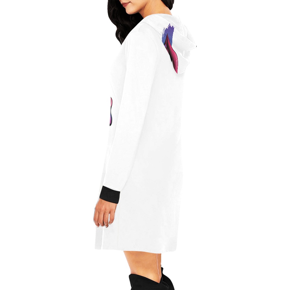 LETTUCE WHITE DRESS All Over Print Hoodie Mini Dress (Model H27)
