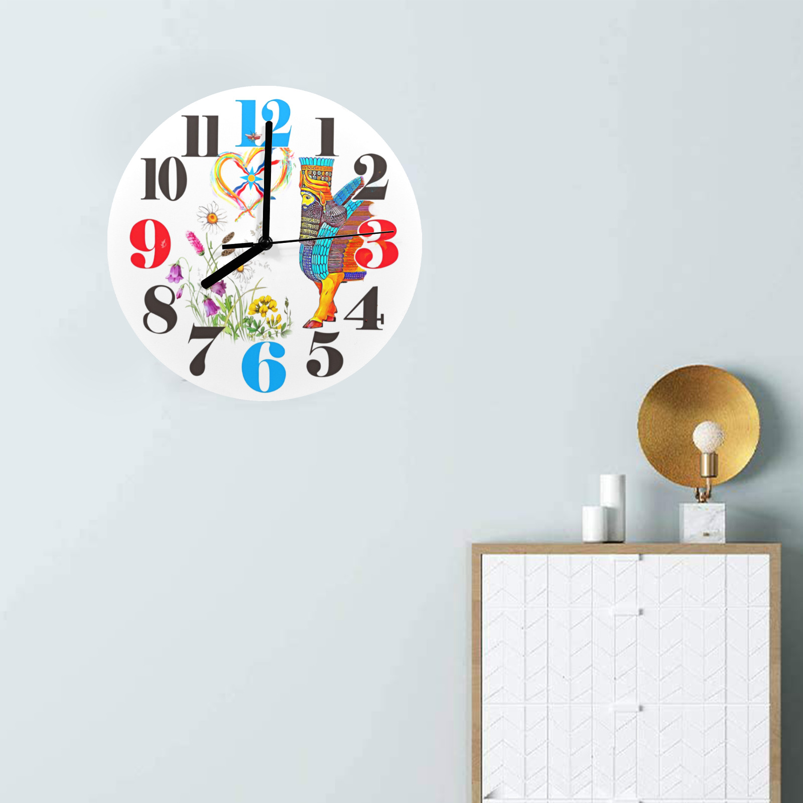 Lamassu in Color MDF Wall Clock