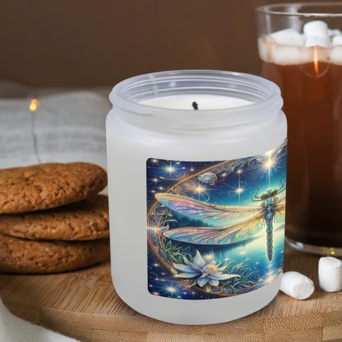 Dragonfly Sparkle Frosted Glass Candle Cup - Large Size
