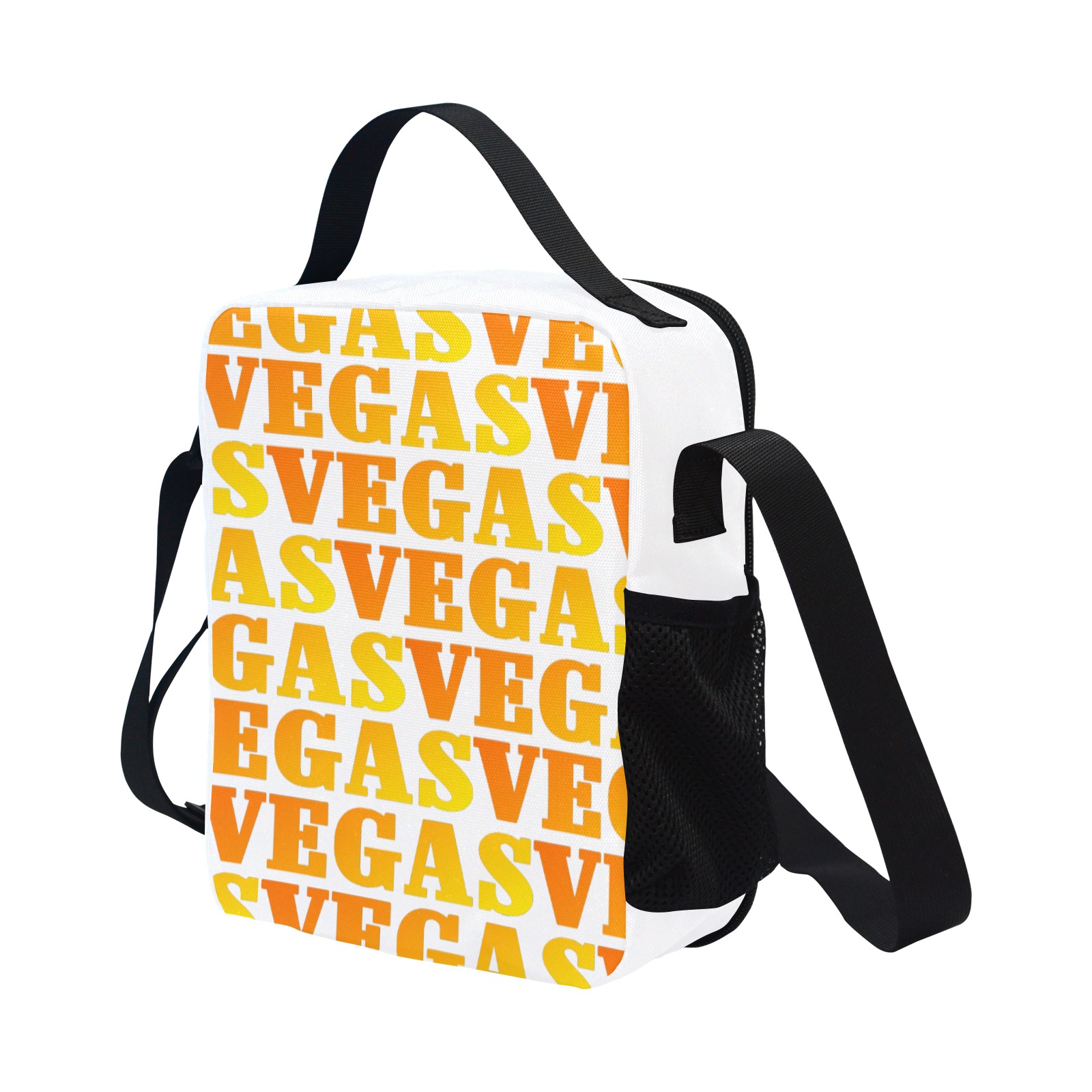 Golden Las VEGAS / White All Over Print Crossbody Lunch Bag for Kids (Model 1722)