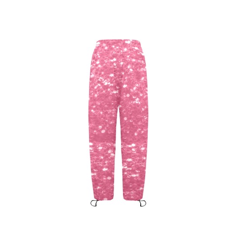 Magenta light pink red faux sparkles glitter Women's Quick Dry Cargo Sweatpants (Model L65)