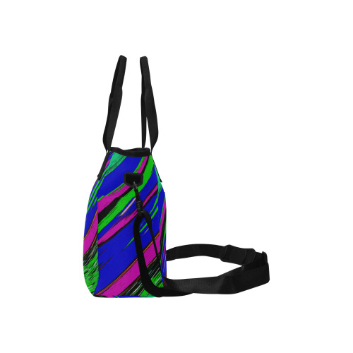 Diagonal Green Blue Purple And Black Abstract Art Tote Bag with Shoulder Strap (Model 1724)