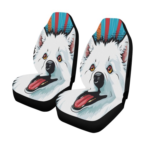American Eskimo Dog Pop Art Car Seat Cover Airbag Compatible (Set of 2)