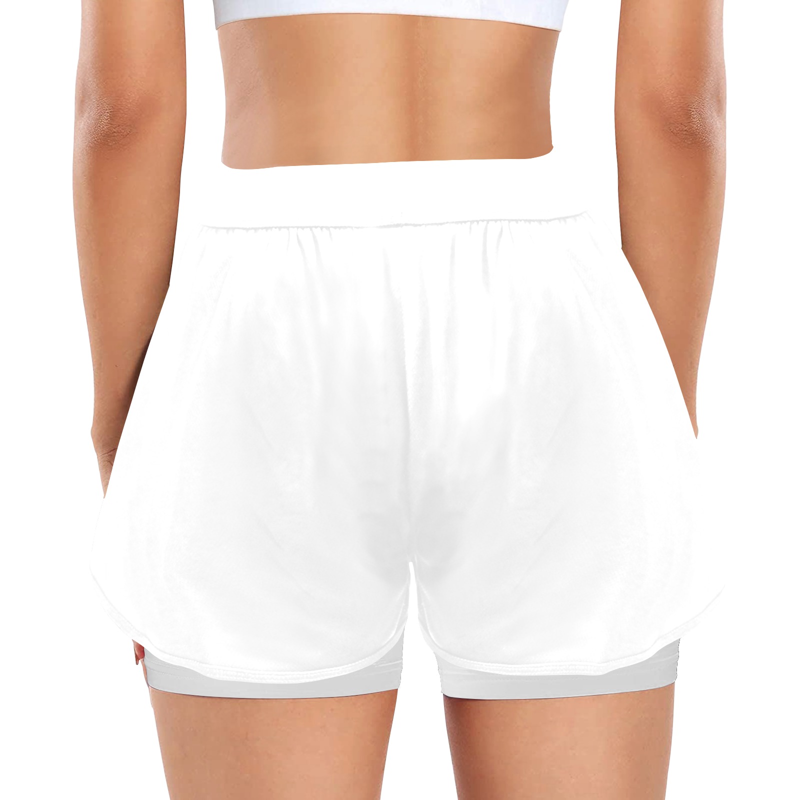 White Collection Women's Sports Shorts with Compression Liner (Model L63)