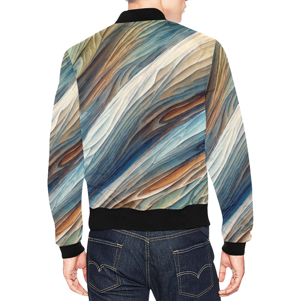 Diagonal abstract curvy abstract lines and shapes All Over Print Bomber Jacket for Men (Model H19)