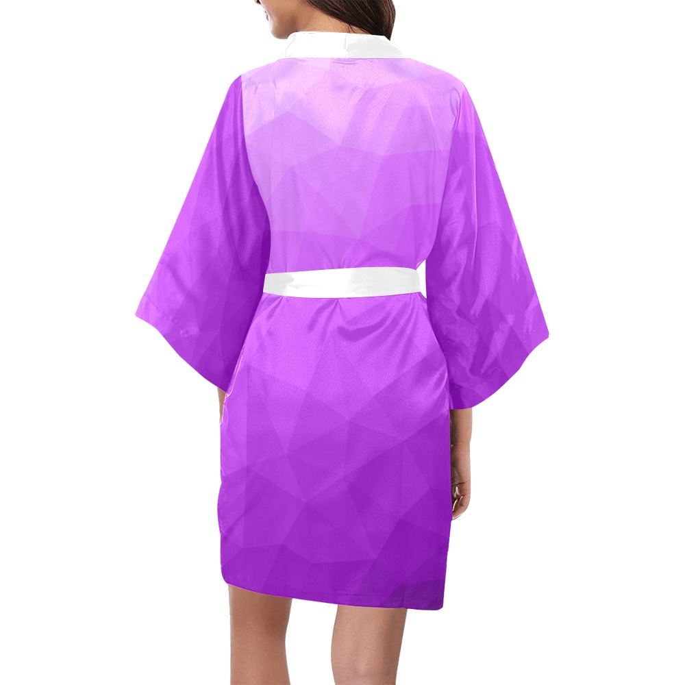 Purple gradient geometric mesh pattern Kimono Robe
