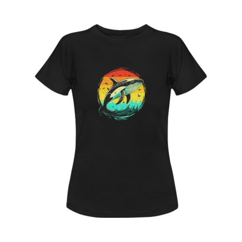 Whale Sun Women's T-Shirt in USA Size (Front Printing Only)
