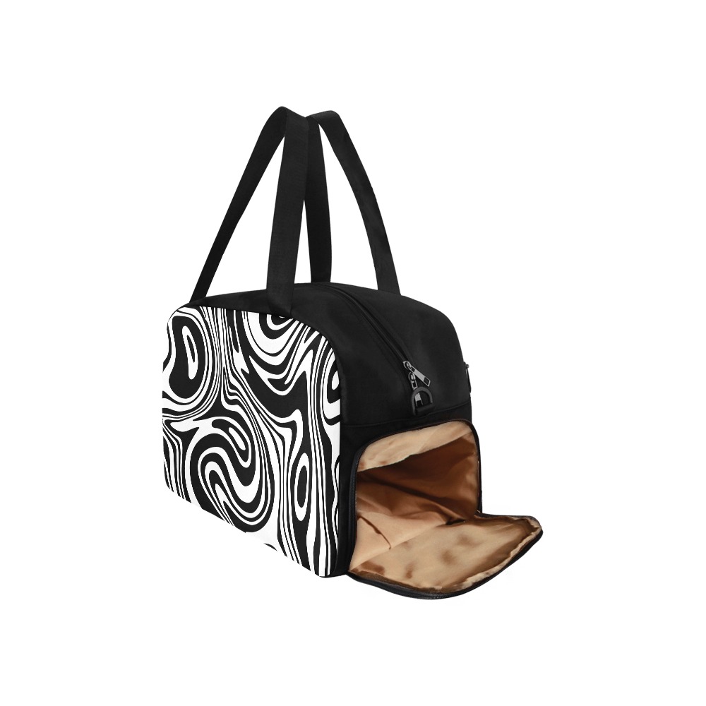 Black and White Marble Fitness Handbag (Model 1671)