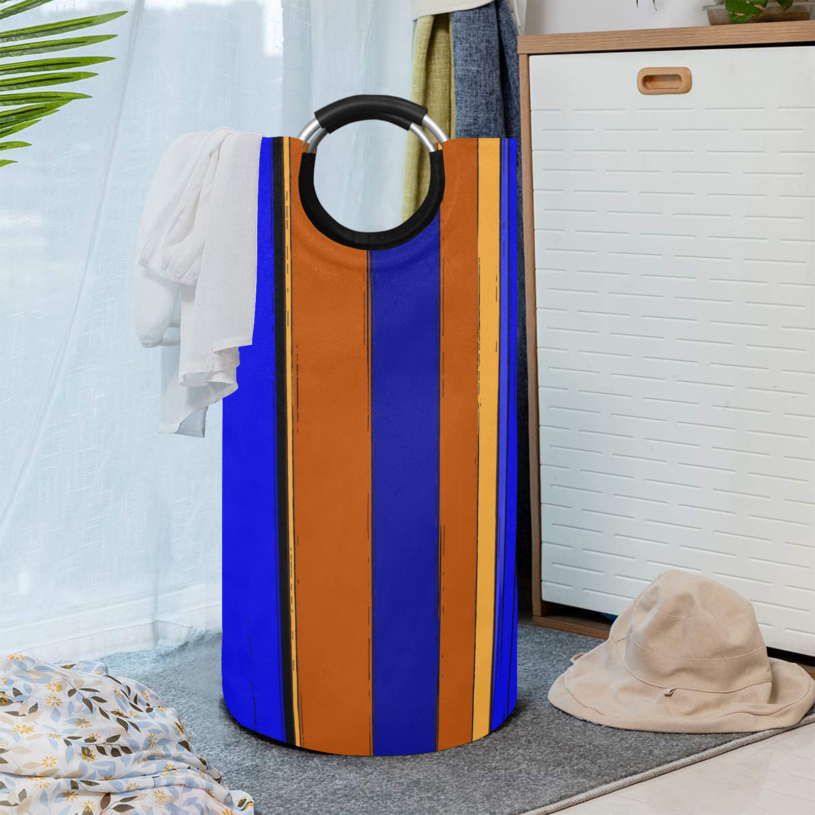 Abstract Blue And Orange 930 Round Laundry Bag