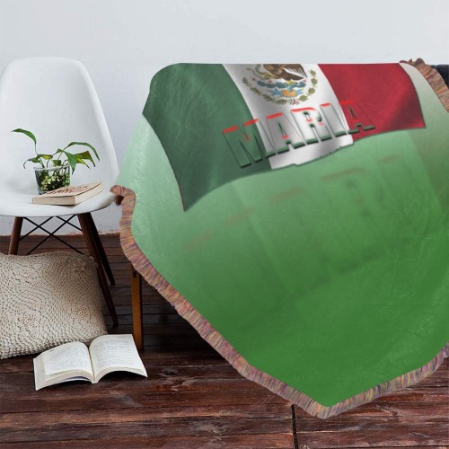 MM design Ultra-Soft Fringe Blanket 60"x80" (Mixed Green)