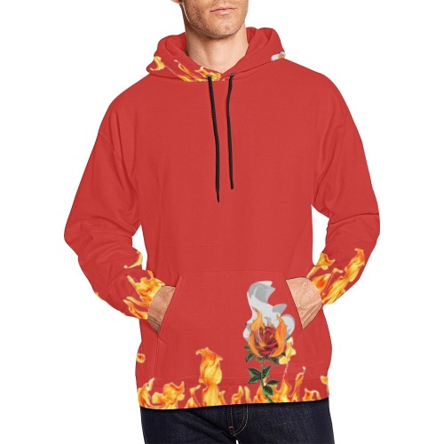 Aromatherapy Apparel Flameing rose hoodie All Over Print Hoodie for Men (USA Size) (Model H13)