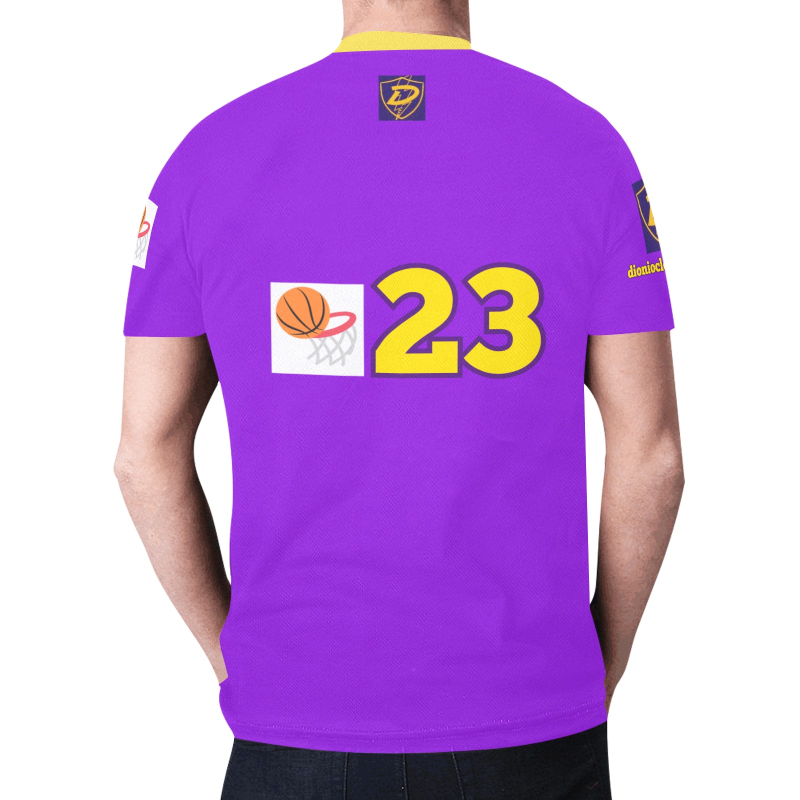 DIONIO Clothing - L.A. Basketball T- Shirt #23 (Purple D-Shield Logo) New All Over Print T-shirt for Men (Model T45)